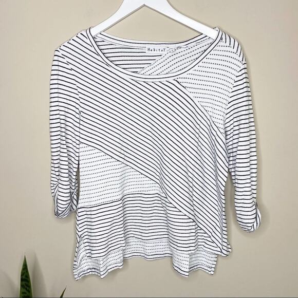 Habitat | Black and White Mixed Pattern 3/4 Sleeve Tee - Picture 1 of 6